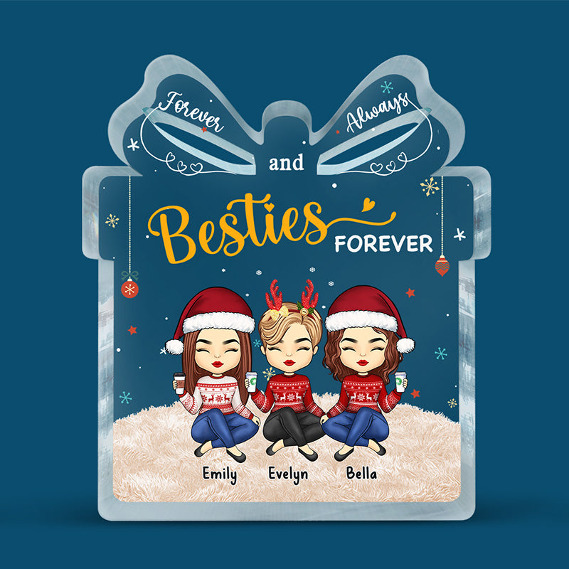 Il n'y a pas de plus beau cadeau que l'amitié - Plaque acrylique personnalisée en forme de boîte-cadeau pour meilleure amie - Cadeau de Noël pour meilleures amies, meilleures amies, sœurs