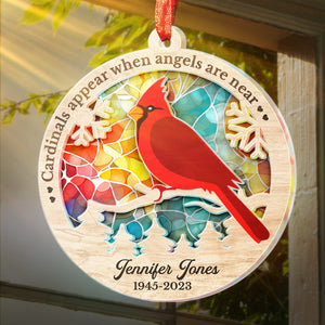 Toujours dans nos esprits, à jamais dans nos cœurs - Ornement attrape-soleil personnalisé commémoratif - Forme ronde en acrylique - Cadeau de condoléances pour les membres de la famille