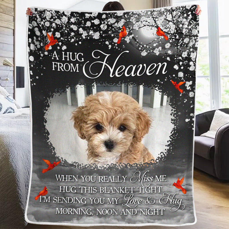 Couverture personnalisée avec photo « Notre amour et nos câlins » - Cadeau de condoléances pour les propriétaires et les amoureux des animaux