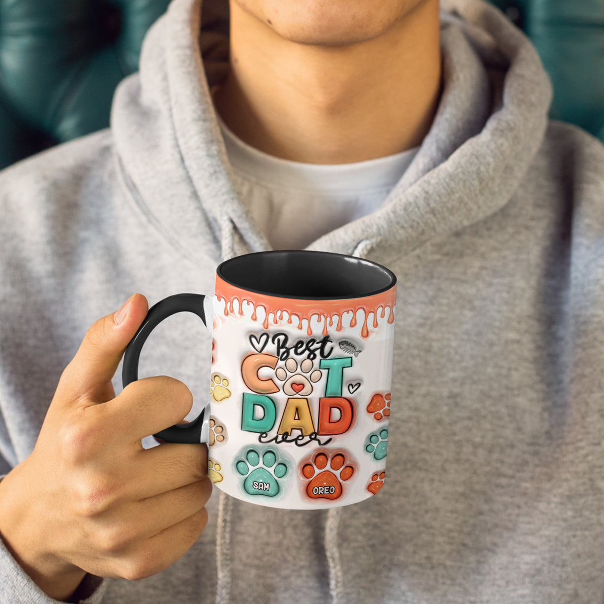 La vie est meilleure avec des amis à fourrure - Mug personnalisé avec effet gonflable 3D imprimé pour chien et chat - Cadeau pour propriétaires et amoureux des animaux