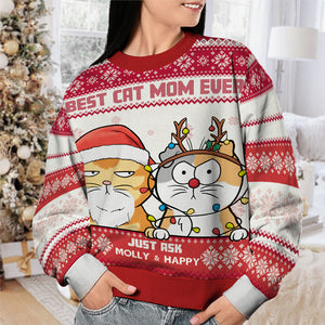 Best Cat Mum Ever - Cat Personalized Custom Ugly Sweatshirt - Unisex Wool Jumper - Christmas Gift For Pet Owners, Pet Lovers