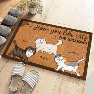 Nous espérons que vous aimez les chats - Tapis décoratif personnalisé pour la maison - Cadeau de pendaison de crémaillère, cadeau pour les propriétaires d'animaux, les amoureux des animaux