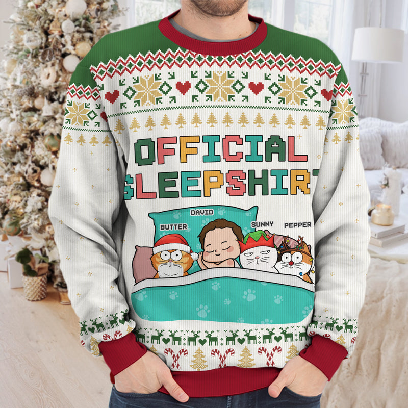 Chemise de nuit officielle - Sweat-shirt personnalisé pour chat - Pull unisexe en laine - Cadeau de Noël pour les propriétaires et les amoureux des animaux