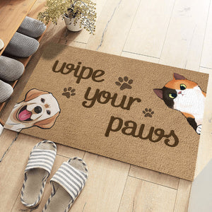 Wipe Your Paws - Dog & Cat Personalized Custom Home Decor Decorative Mat - House Warming Gift, Gift For Pet Owners, Pet Lovers