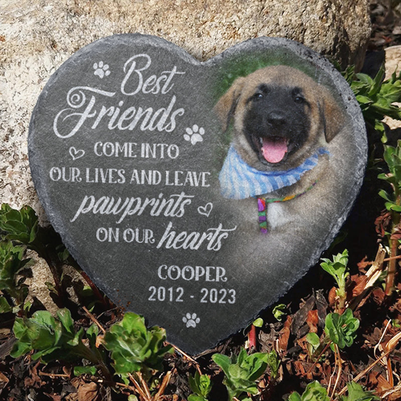 Photo personnalisée « Mes meilleurs amis entrent dans nos vies » - Pierre commémorative personnalisée - Cadeau de condoléances, cadeau pour propriétaires d'animaux, amoureux des animaux