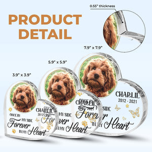 Photo personnalisée « Pour toujours dans mon cœur » – Plaque acrylique commémorative personnalisée en forme de cœur – Cadeau de condoléances, cadeau pour les propriétaires d'animaux et les amoureux des animaux