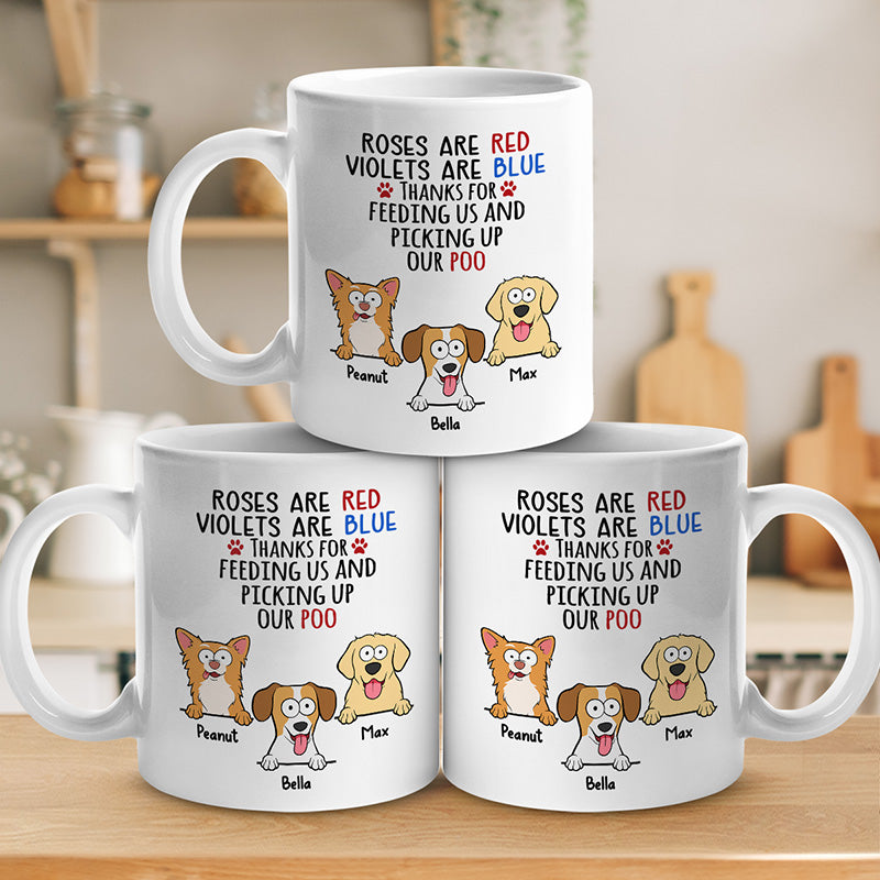 Merci de nous avoir nourris et d'avoir ramassé nos crottes - Mug personnalisé pour chien - Cadeau pour propriétaires d'animaux et amoureux des animaux