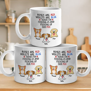 Merci de nous avoir nourris et d'avoir ramassé nos crottes - Mug personnalisé pour chien - Cadeau pour propriétaires d'animaux et amoureux des animaux