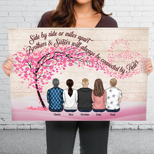 We'll Always Be Connected By Heart - Family Personalized Custom Horizontal Canvas - Gift For Siblings, Brothers, Sisters