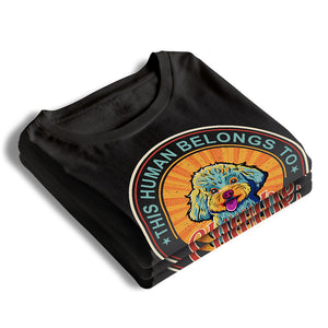 T-shirt, sweat à capuche et sweat-shirt unisexe personnalisé « Human Belongs Dog » – Fête des Pères, cadeau pour les propriétaires d'animaux et les amoureux des animaux