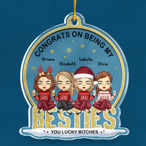 Félicitations pour être devenues mes meilleures amies ! Décoration personnalisée pour meilleure amie ! Boule à neige en acrylique ! Cadeau de Noël pour meilleures amies, meilleures amies et sœurs.