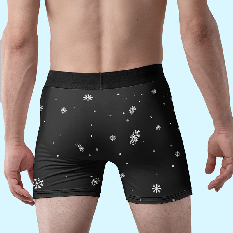 Boxer personnalisé avec photo « Jingle My Bells » - Boxer humoristique et personnalisé pour homme - Cadeau de Noël pour petit ami, mari ou anniversaire