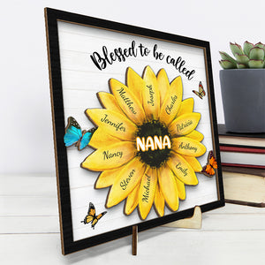 Béni d'être appelé - Plaque en bois personnalisée à 2 couches avec support - Cadeau de pendaison de crémaillère pour grand-mère