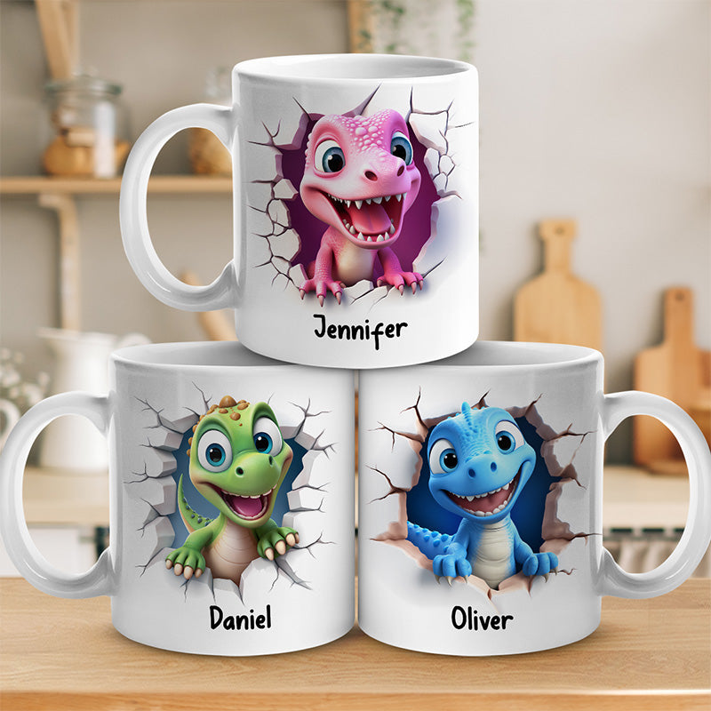 Mon Petit Dinosaure - Mug 3D personnalisé pour la famille - Cadeau de Noël pour les membres de la famille