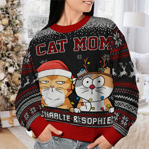 Meilleur papa chat de tous les temps - Sweat-shirt moche personnalisé pour chat - Pull en laine unisexe - Cadeau de Noël pour propriétaires et amoureux des animaux
