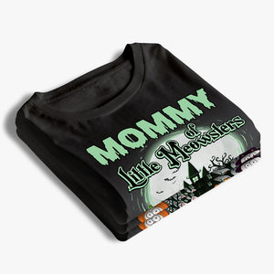 T-shirt, sweat à capuche et sweat-shirt unisexe personnalisé « Maman de petits Meowsters » avec chat ; cadeau d'Halloween pour les propriétaires et les amoureux des animaux.