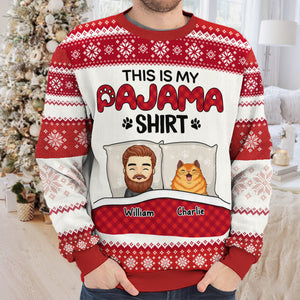 C'est mon t-shirt de pyjama - Sweat-shirt personnalisé pour chat - Pull en laine unisexe - Cadeau de Noël pour les propriétaires d'animaux et les amoureux des animaux