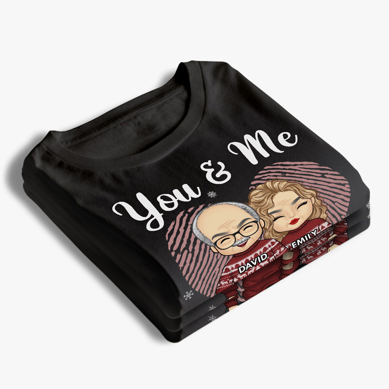Toi et moi et Noël - T-shirt unisexe personnalisé pour couple, sweat à capuche, sweat-shirt - Cadeau de Noël pour mari et femme, anniversaire