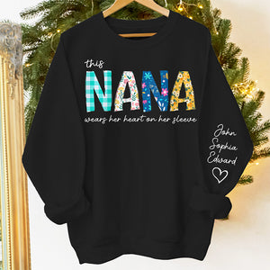 Grand-mère la plus aimée - Sweat-shirt unisexe personnalisé avec motif sur la manche - Cadeau d'anniversaire pour maman et grand-mère