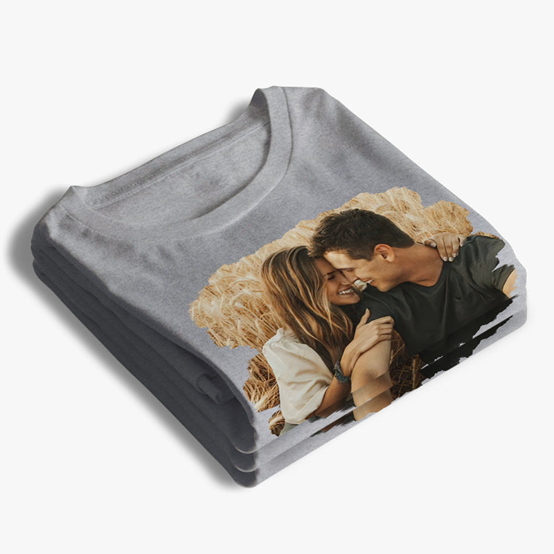 Photo personnalisée « Le début de l'éternité » - T-shirt, sweat à capuche et sweat-shirt unisexe personnalisé pour couple - Cadeau pour mari et femme, anniversaire