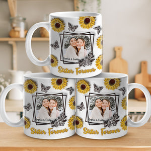 Mug photo personnalisé « Besties Forever » - Mug personnalisé avec effet gonflable 3D - Cadeau pour meilleures amies, meilleures amies, sœurs