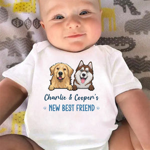 Voici notre nouveau meilleur ami - Body bébé personnalisé chien et chat - Cadeau de baby shower, cadeau pour amoureux des animaux, propriétaires d'animaux