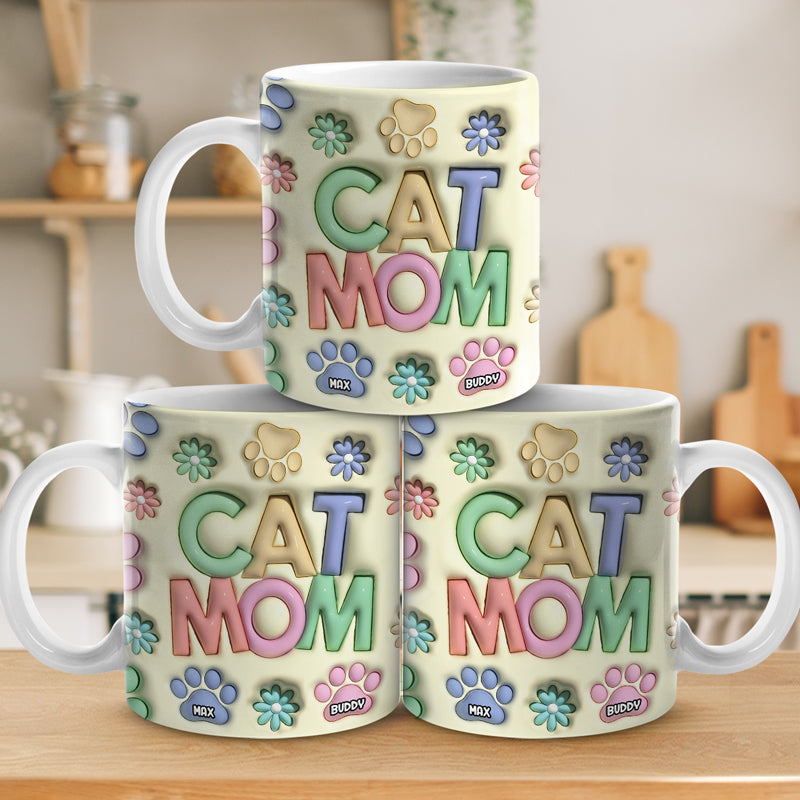 Joyeux anniversaire, maman chat, maman chien ! Mug personnalisé avec effet gonflable 3D, imprimé chien et chat ! Cadeau de Noël pour les propriétaires et les amoureux des animaux.