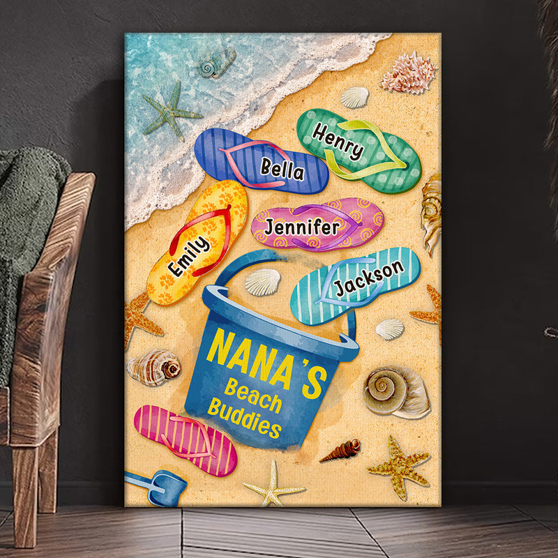 Beach Buddy - Family Personalized Custom Vertical Canvas - Birthday Gift For Grandma