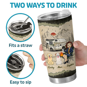 Tough Enough To Be A Dog Mom And Camping Queen - Camping Personalized Custom Tumbler - Gift For Camping Lovers, Pet Owners, Pet Lovers