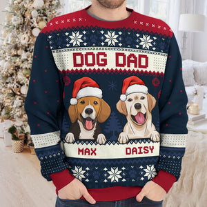 Sweat-shirt de Noël unisexe personnalisé, motif maman chien, joyeux Noël, en laine, imprimé intégral, idéal pour les amoureux des chiens et des animaux de compagnie.