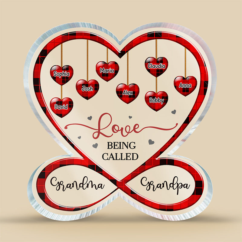 J'adore être appelé grand-mère, grand-père ! Plaque acrylique personnalisée en forme de cœur infini pour la famille ! Cadeau pour les membres de la famille