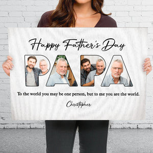 Photo personnalisée Bonne fête des pères, Papa - Toile horizontale personnalisée familiale - Cadeau de fête des pères, d'anniversaire pour papa, grand-père