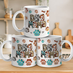 Tasse personnalisée avec effet gonflable 3D « Full Time Dog Mama » - Cadeau de Noël pour les propriétaires et les amoureux des animaux