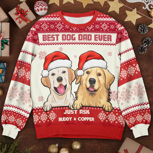 Meilleure maman de chien au monde - Sweat-shirt de Noël unisexe personnalisé, sweat-shirt en laine, sweat-shirt imprimé intégral - Cadeau pour les amoureux des chiens, les amoureux des animaux, cadeau de Noël