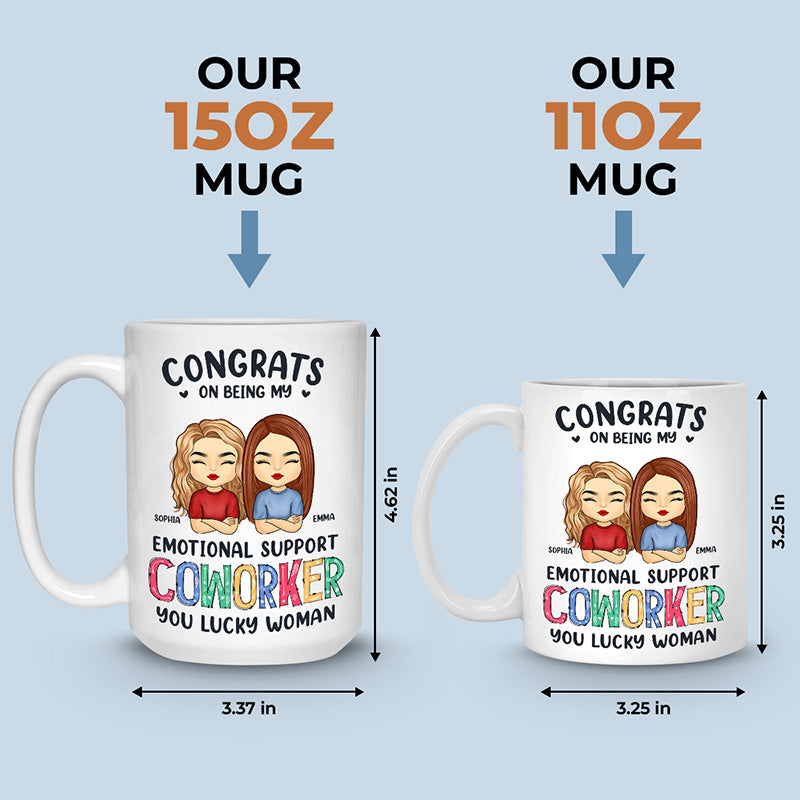 Félicitations pour votre soutien émotionnel, chers collègues ! Vous avez de la chance ! Mug personnalisé pour collègue - Cadeau pour collègues, collègues de travail, collègues