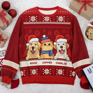 Joyeux Noël, amoureux des animaux - Sweat-shirt de Noël unisexe personnalisé, sweat-shirt en laine, sweat-shirt imprimé intégral - Cadeau pour les amoureux des animaux, cadeau de Noël