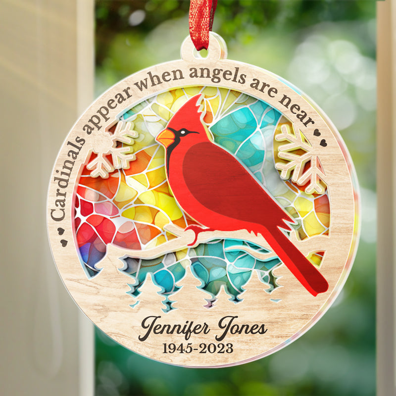 Toujours dans nos esprits, à jamais dans nos cœurs - Ornement attrape-soleil personnalisé commémoratif - Forme ronde en acrylique - Cadeau de condoléances pour les membres de la famille
