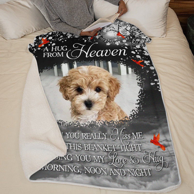 Couverture personnalisée avec photo « Notre amour et nos câlins » - Cadeau de condoléances pour les propriétaires et les amoureux des animaux