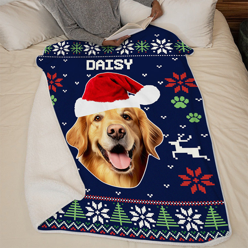 Couverture personnalisée avec photo « Noël arrive » pour chien et chat – Cadeau de Noël pour les propriétaires et les amoureux des animaux