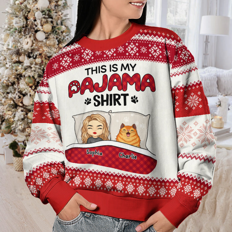 C'est mon t-shirt de pyjama - Sweat-shirt personnalisé pour chat - Pull en laine unisexe - Cadeau de Noël pour les propriétaires d'animaux et les amoureux des animaux