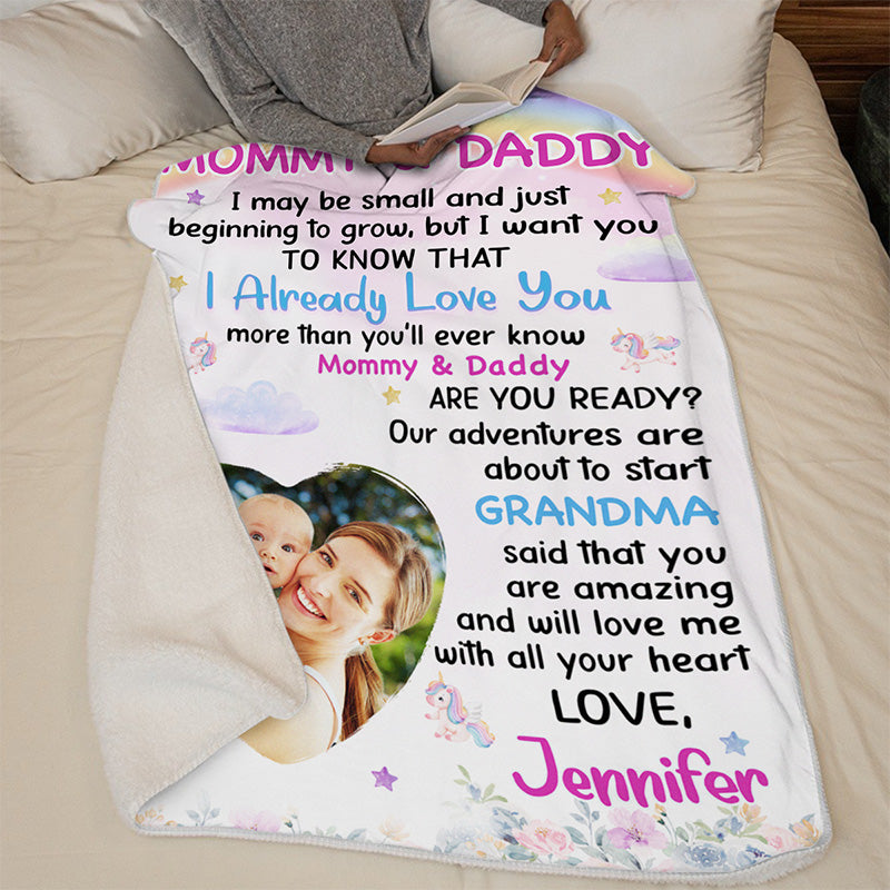 Couverture personnalisée avec photo « Bénédiction de maman » – Couverture familiale personnalisée – Cadeau de naissance, cadeau de Noël pour la première maman