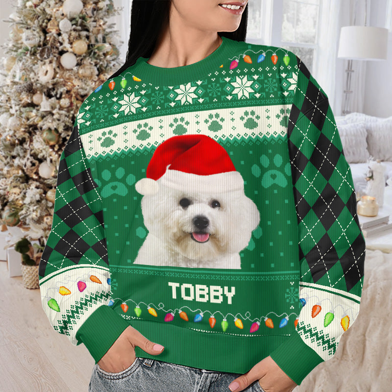 Sweat-shirt personnalisé avec photo « Vieillir avec moi » - Sweat-shirt moche personnalisé pour chien et chat - Pull unisexe en laine - Cadeau de Noël pour propriétaires et amoureux des animaux
