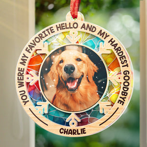 Photo personnalisée « Je ne suis plus à mes côtés, je suis à jamais dans mon cœur » – Ornement attrape-soleil personnalisé commémoratif – Forme ronde en acrylique – Cadeau de condoléances pour les propriétaires d'animaux et les amoureux des animaux