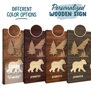 Suivez Papa Ours - Panneau rectangulaire personnalisé en bois pour décoration d'intérieur - Cadeau de pendaison de crémaillère pour papa