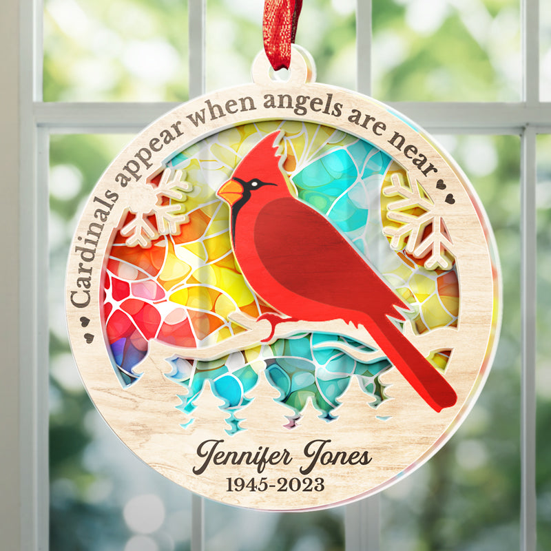 Toujours dans nos esprits, à jamais dans nos cœurs - Ornement attrape-soleil personnalisé commémoratif - Forme ronde en acrylique - Cadeau de condoléances pour les membres de la famille