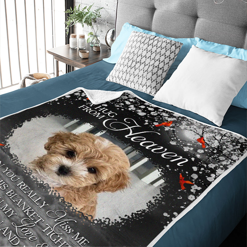 Couverture personnalisée avec photo « Notre amour et nos câlins » - Cadeau de condoléances pour les propriétaires et les amoureux des animaux