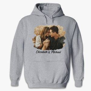 Photo personnalisée « Le début de l'éternité » - T-shirt, sweat à capuche et sweat-shirt unisexe personnalisé pour couple - Cadeau pour mari et femme, anniversaire