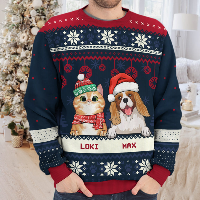 Joyeux Noël, amoureux des animaux - Sweat-shirt de Noël unisexe personnalisé, sweat-shirt en laine, sweat-shirt imprimé intégral - Cadeau pour les amoureux des animaux, cadeau de Noël