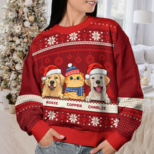 Joyeux Noël, amoureux des animaux - Sweat-shirt de Noël unisexe personnalisé, sweat-shirt en laine, sweat-shirt imprimé intégral - Cadeau pour les amoureux des animaux, cadeau de Noël