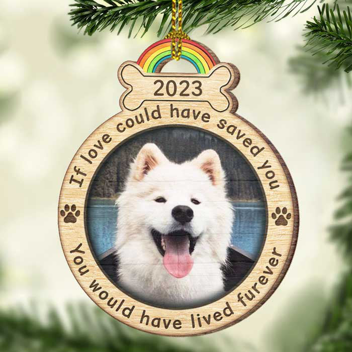 Vous auriez vécu pour toujours - Téléchargez une photo d'animal de compagnie - Décoration de Noël ronde en bois personnalisée